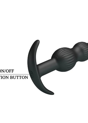 Schwarzer silikon vibrierender analplug von pretty love mit 10 vibrationen und geriffeltem, segmentiertem design