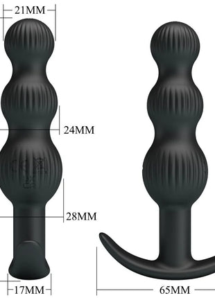 Schwarzer silikon analvibrator pretty love sidney mit 10 vibrationen und segmentiertem griff mit haken am boden