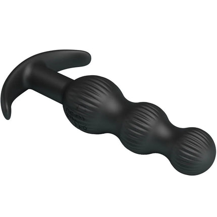 Schwarzer silikon analvibrator pretty love sidney mit 10 vibrationsstufen texturiert und gebogenem griff