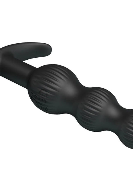 Schwarzer silikon analvibrator pretty love sidney mit 10 vibrationsstufen texturiert und gebogenem griff