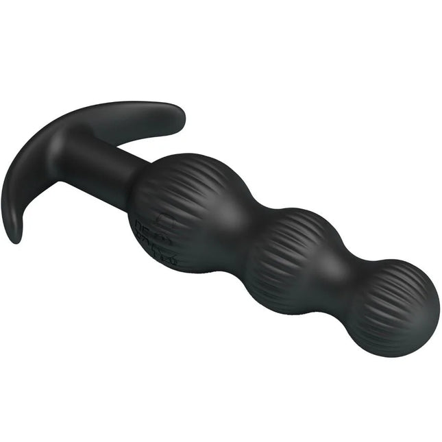 Schwarzer silikon analvibrator pretty love sidney mit 10 vibrationsstufen texturiert und gebogenem griff