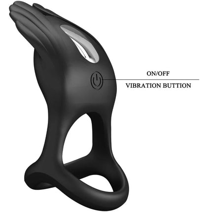 PRETTY LOVE - SILAS VIBRANT PENIS RING 7 VIBRATIONEN SCHWARZES SILIKON - Penisring für Paare