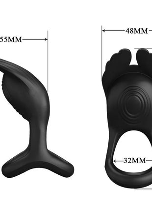 PRETTY LOVE - SILAS VIBRANT PENIS RING 7 VIBRATIONEN SCHWARZES SILIKON - Penisring für Paare