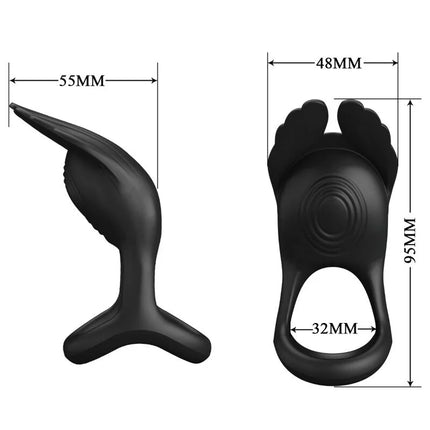 PRETTY LOVE - SILAS VIBRANT PENIS RING 7 VIBRATIONEN SCHWARZES SILIKON - Penisring für Paare