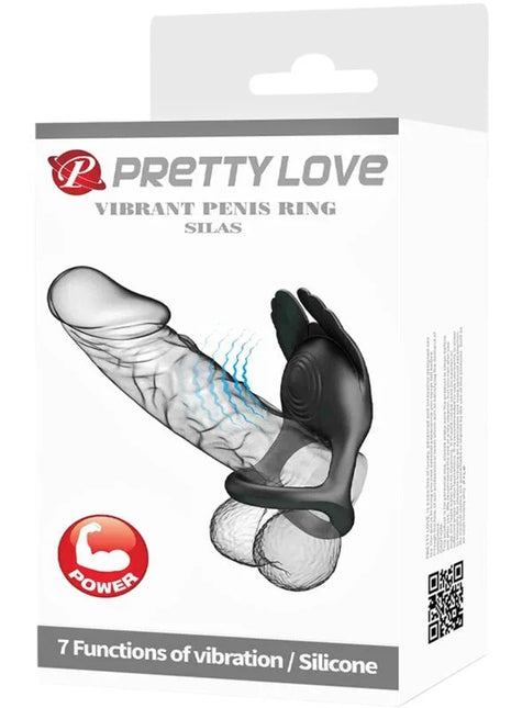 PRETTY LOVE - SILAS VIBRANT PENIS RING 7 VIBRATIONEN SCHWARZES SILIKON - Penisring für Paare