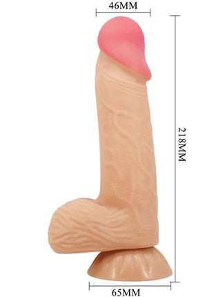 Beiger silikon realistischer dildo mit pinker spitze 218 mm hoch 65 mm breit aus der pretty love sliding skin serie