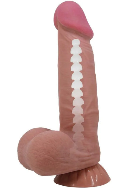 PRETTY LOVE - SLIDING SKIN SERIES REALISTISCHER DILDO MIT GLEITENDEM BRAUNEN HAUT-SAUGNAP 21,8 CM
