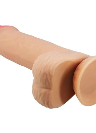 Beiger silikon dildo mit rosa spitze und saugnapfbasis aus der pretty love sliding skin serie 20,6 cm lang