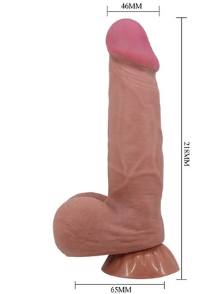 PRETTY LOVE - SLIDING SKIN SERIES REALISTISCHER DILDO MIT GLEITENDEM BRAUNEN HAUT-SAUGNAP 21,8 CM