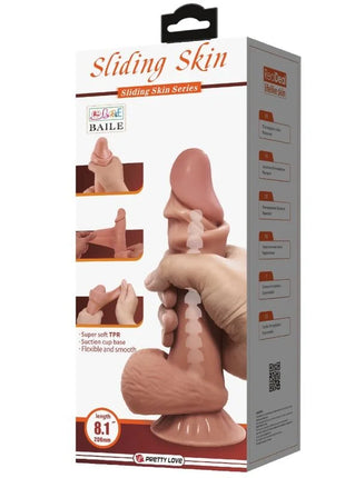 PRETTY LOVE - SLIDING SKIN SERIES REALISTISCHER DILDO MIT GLEITENDEM BRAUNEN HAUT-SAUGNAP 21,8 CM
