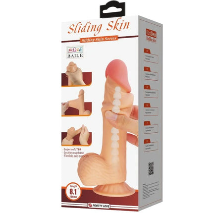 Pretty love sliding skin series realistischer dildo 20,6 cm mit abnehmbarer rosa gleitender haut aus silikon und saugnapfbasis