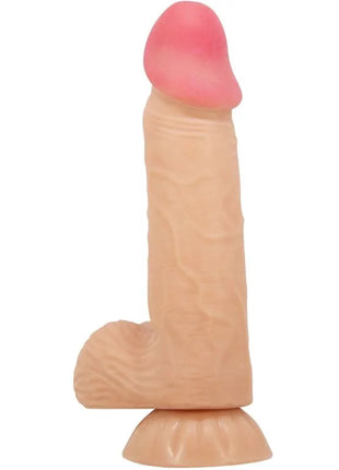 Beiger silikon realistischer dildo mit pinkem kopf und strukturierter oberfläche aus der pretty love sliding skin serie