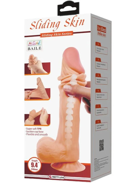 PRETTY LOVE - SLIDING SKIN SERIES REALISTISCHER DILDO MIT SLIDING SKIN SAUGNAPF 24 CM