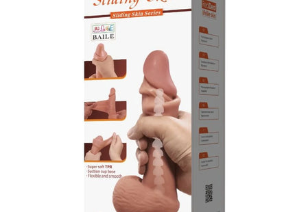 PRETTY LOVE - SLIDING SKIN SERIES REALISTISCHER DILDO MIT SCHIEBENDEM BRAUNEN HAUTSAUGNAPF 19,4 CM