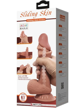 PRETTY LOVE - SLIDING SKIN SERIES REALISTISCHER DILDO MIT SCHIEBENDEM BRAUNEN HAUTSAUGNAPF 20,6 CM
