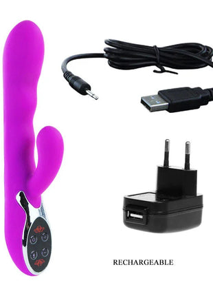 Vibrator pretty love smart crazy mit vibrierendem lila silikonkörper und silbernem bedienfeld mit vier tasten