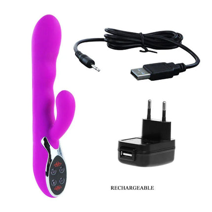 Vibrator pretty love smart crazy mit vibrierendem lila silikonkörper und silbernem bedienfeld mit vier tasten