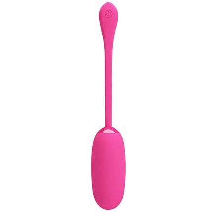Vibrierendes ei pretty love smart julius in lebendigem pink aus silikon mit glattem rundem körper und lächelndem emblem