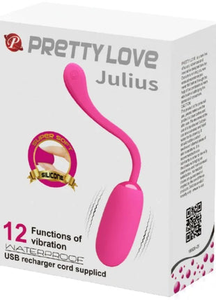Pink silikon vibrierendes ei mit gebogenem griff und abgerundetem boden von pretty love julius