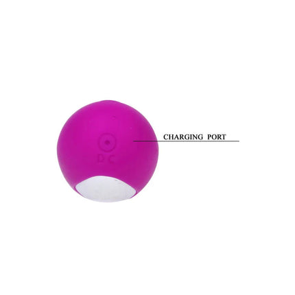 Ein lebendiger magentafarbener silikon-massager mit weißem ladetank auf der rückseite von pretty love smart paul