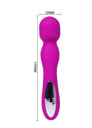 Ein leuchtend magentafarbener silikon vibrato zauberstab mit ergonomischem design und glänzendem schwarzen steuerfeld von pretty love smart paul wiederausladbarer flieder-massager