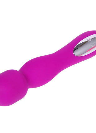Vibrant pinker silikonwand mit silberner steuerung am griffende von pretty love smart paul wiederaufladbarer flieder-massager