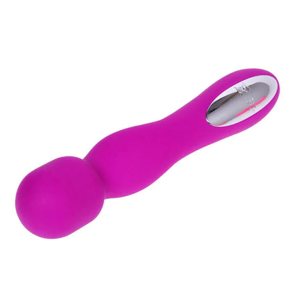 Vibrant pinker silikonwand mit silberner steuerung am griffende von pretty love smart paul wiederaufladbarer flieder-massager