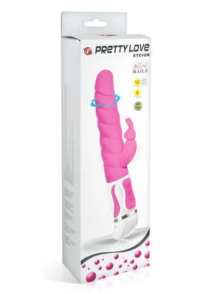 Pinkweißer silikon vibrator in kaninchenform mit strukturierter oberfläche von pretty love steven baille