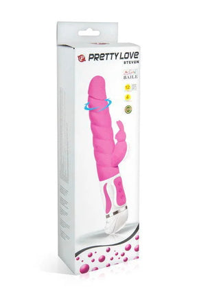 Pinkweißer silikon vibrator in kaninchenform mit strukturierter oberfläche von pretty love steven baille
