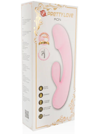 Pink prettylove ron smart vibrator mit hasenohren in weißer und goldener verpackung