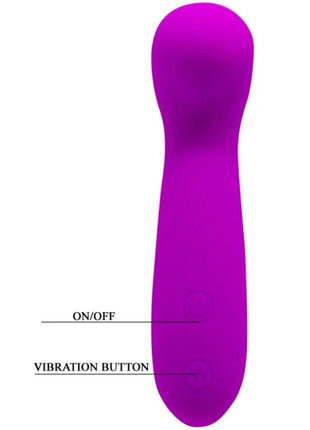 Vibrierendes spielzeug pretty love smart vibrator stimulator hiram mit glattem, glänzendem violettem silikon und zwei beschrifteten steuerungstasten