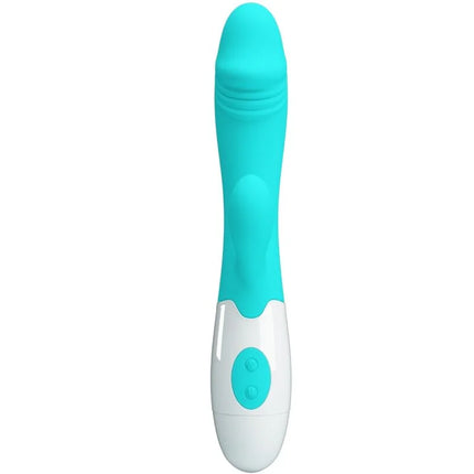 Teal und weiße silikon-handhabung persönliche freudegerät mit glattem, gebogenem design von pretty love snappy g-spot vibrator aquagrün