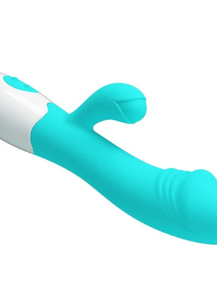 Teal-weißer silikon-häschen-vibrator mit glattem, geschwungenem design von pretty love snappy g-spot vibrator aquagrün