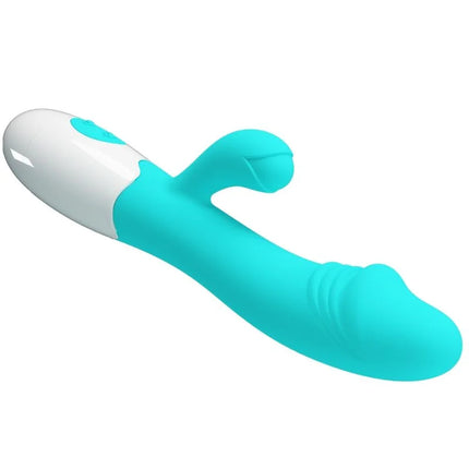 Teal-weißer silikon-häschen-vibrator mit glattem, geschwungenem design von pretty love snappy g-spot vibrator aquagrün