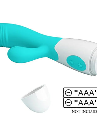 Teal und weiße silikon hase g-punkt vibrator mit abnehmbarem deckel von pretty love snappy aquagrün