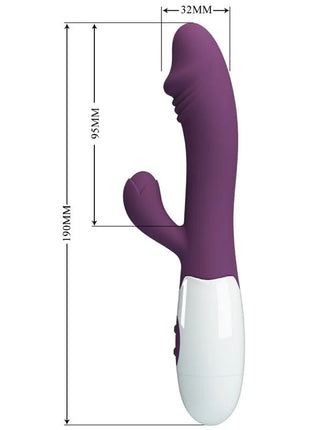 Pretty love snappy g-spot vibrator lila aus lila und weißem silikon mit glattem, gebogenem rabbit-design