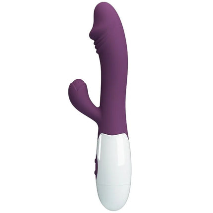 Violettes und weißes silikon rabbit-vibratormodell pretty love snappy g-spot mit glattem, gebogenem design