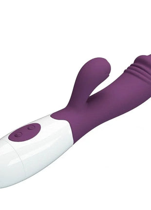 Pretty love snappy g-spot vibrator lila in lila und weiß aus silikon mit ergonomischem design in hasenform