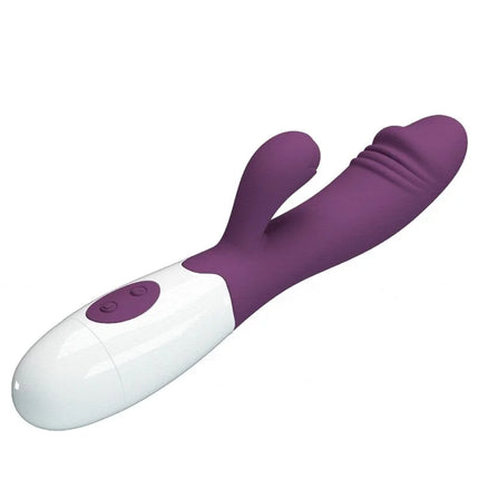 Pretty love snappy g-spot vibrator lila in lila und weiß aus silikon mit ergonomischem design in hasenform