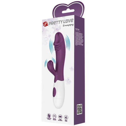 Pretty love snappy g-spot vibrator lila in lila und weiß in Einzelhandelsverpackung sichtbar