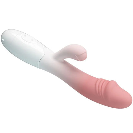 Pretty love snappy rabbit vibrator rosa aus silikon mit gebogenem griff und strukturierter spitze