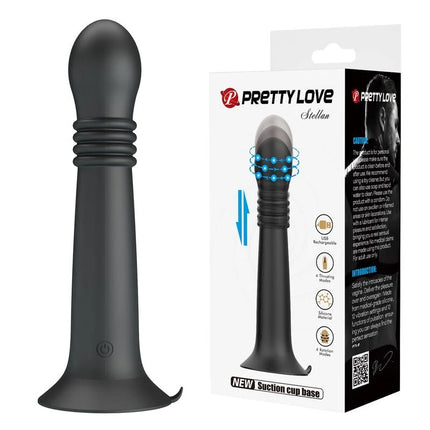 Schwarzer pretty love silikon vibrator mit saugfußbasis und usb-aufladbarer funktion für rotierende massage