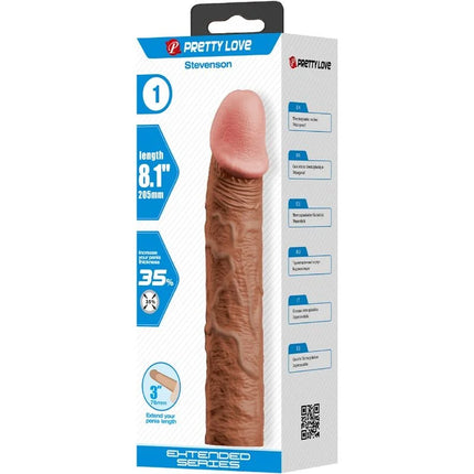 Pretty love stevenson tan silikon dildo 8 1 zoll mit realistischer hautstruktur und 7 6 cm verlängerung mulatte