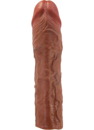 Realistische rötlich braune silikon dildo stevenson penishülle mit 7,6 cm verlängerung und detailierten rillen