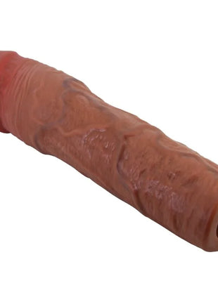 Braune silikonpenishülle mit realistischer struktur und 7,6 cm verlängerung von pretty love mulatte