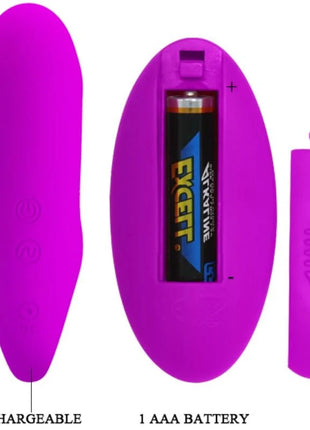 Prätty love stimulierende klemme mit fernbedienung lila silikon vibrator mit abnehmbarem aaa batteriefach rückseite
