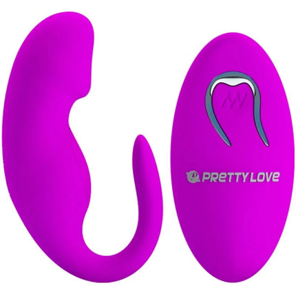 Vibrante lila silikon dual-ended sexspielzeug mit ergonomischem design und pretty love logo für fernbedienbare stimulation
