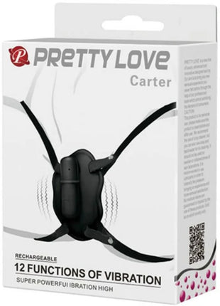 Schwarzes kunststoff carter vibratory gerät von pretty love mit zentralgerät und vier gebogenen armen für strap-on nutzung