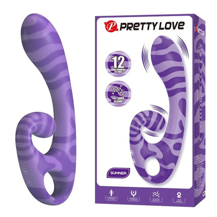 Pretty love sommer doppel-vibrator lila aus silikon mit ergonomischem griff usb aufladbar
