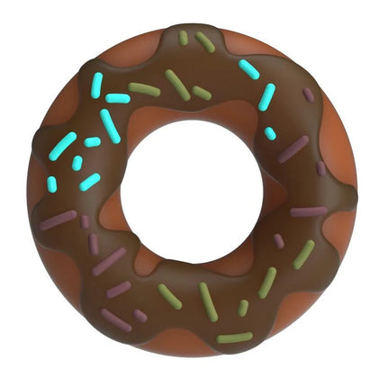 Pretty love super donut penisring braun mit schokoüberzug und bunten streuseln in türkis grün und lila